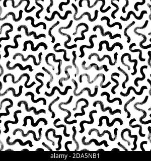 Black paint swirled line vector seamless pattern.  Stock Vector