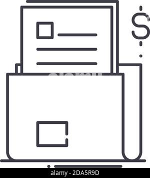 Accounting records icon, linear isolated illustration, thin line vector, web design sign, outline concept symbol with editable stroke on white Stock Vector