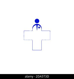 Doctor plus pharmacy clinic hospital illustration vector logo Stock Vector
