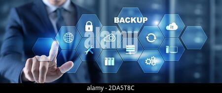 Backup Data Internet Technology Business concept On Virtual Screen. Stock Photo