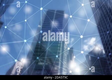 Futuristic Cyber Network. Smart City Concept. Abstract Line Connection. Stock Photo