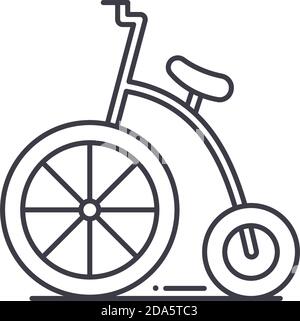 Acrobatic bike icon, linear isolated illustration, thin line vector, web design sign, outline concept symbol with editable stroke on white background. Stock Vector