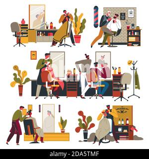 Barber shop for men, hairstyle and hair treatment Stock Vector
