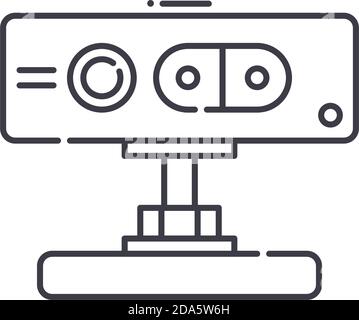 3d sensor icon, linear isolated illustration, thin line vector, web design sign, outline concept symbol with editable stroke on white background. Stock Vector