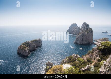 Nice seascape. The coast of Capri island on a sunny summer day. Stock Photo
