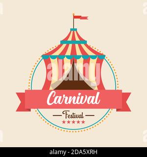 Carnival festival logo badge with Circus tent. vector illustration Stock Vector