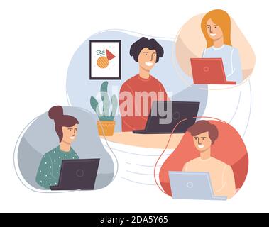 People working from home, students or employees Stock Vector