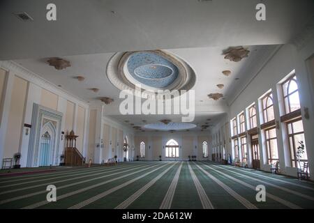 The interior of the hall for prayer, namaz in the Khast Imam mosque. Tilla Sheikh. Tashkent. Uzbekistan. 29 Apr 2019. Islam. Religion Stock Photo