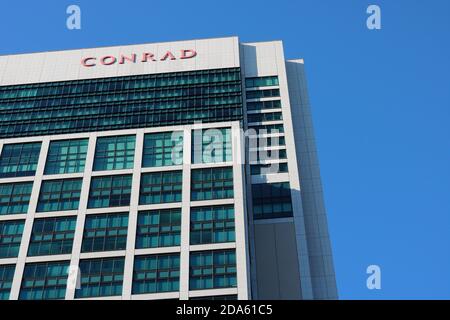 Top of of the Conrad Hotel in Tokyo's Shiodome area. (October 2020) Stock Photo