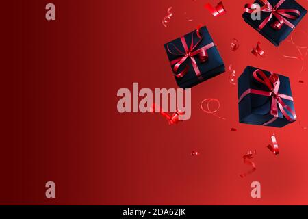 Falling gift box, Valentine's day celebrate red Stock Photo