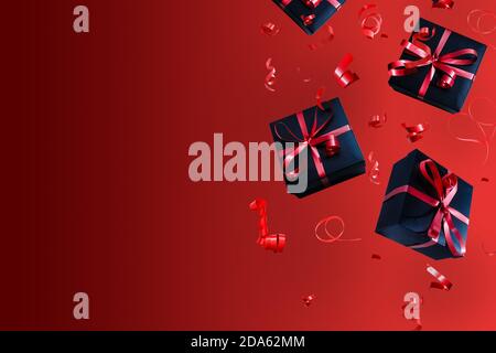 Falling gift box, Valentine's day celebrate red Stock Photo