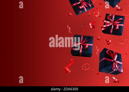Falling gift box, Valentine's day celebrate red Stock Photo