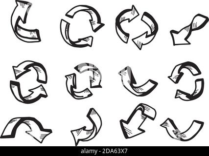 Set of hand drawn arrow doodles on white background illustration Stock ...
