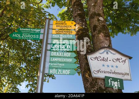geography / travel, Germany, Bavaria, Lenggries, destination board in Lenggries, Additional-Rights-Clearance-Info-Not-Available Stock Photo