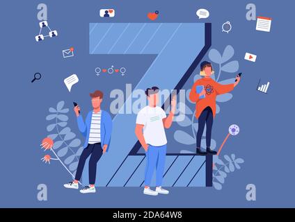 Gen Z communication flat concept vector illustration Stock Vector