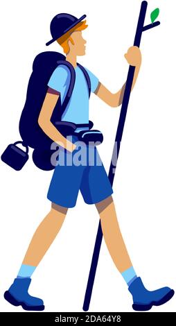 Trekker flat color vector faceless character Stock Vector
