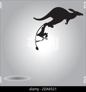 illustration vector silhouette kangaroo jumping with stilts Stock Vector