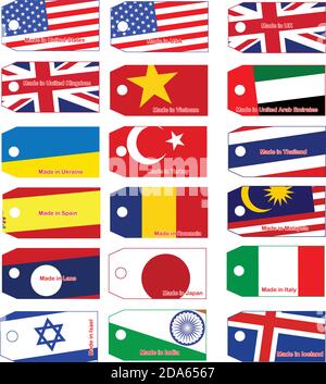 illustration vector price tag with flag of many countries Stock Vector