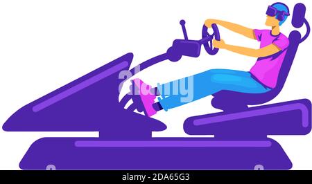 Arcade car racing flat color vector faceless character Stock Vector