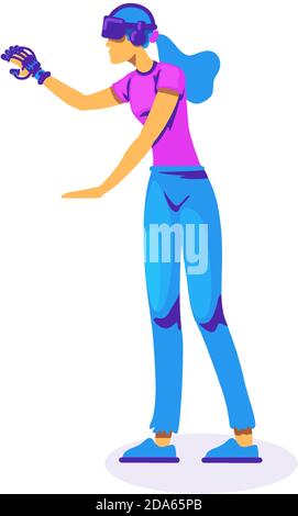 VR innovative experience flat color vector faceless character Stock Vector