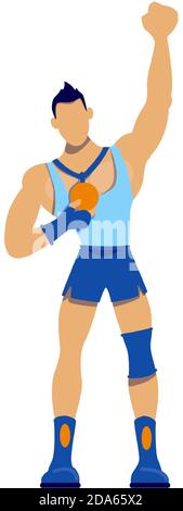 Athlete with gold medal flat color vector faceless character Stock Vector