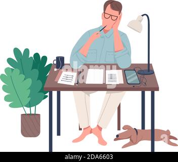 Freelance journalist flat color vector faceless character Stock Vector