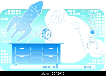 VR program for modeling 2D vector web banner, poster Stock Vector