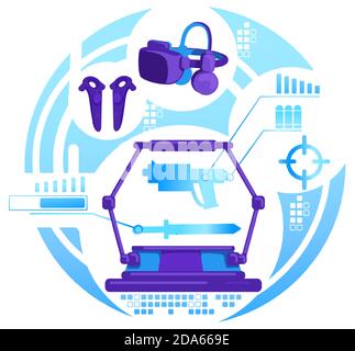 Equipment set for VR gaming 2D vector web banner, poster Stock Vector