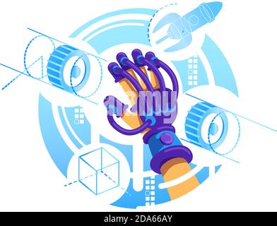 VR glove 2D vector web banner, poster Stock Vector