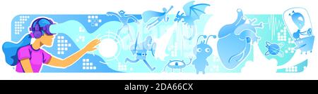 Augmented reality experience 2D vector web banner, poster Stock Vector