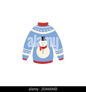 Traditional ugly Christmas sweater vector illustration isolated on white background. Stock Vector