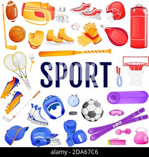 Sport flat color vector objects set Stock Vector