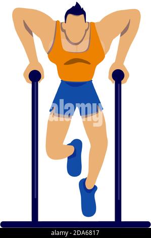 Athlete on bar flat color vector faceless character Stock Vector