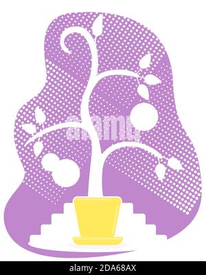 Growing tree flat concept vector illustration Stock Vector