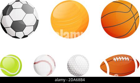 Balls for different sport flat color vector objects set Stock Vector