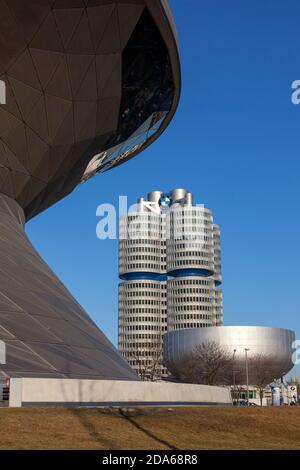 geography / travel, Germany, Bavaria, Munich, BMW World and BMW Headquarters, Munich, Additional-Rights-Clearance-Info-Not-Available Stock Photo