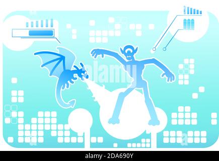Video game monsters 2D vector web banner, poster Stock Vector