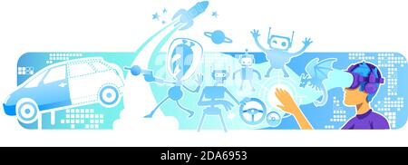 Virtual reality experience 2D vector web banner, poster Stock Vector