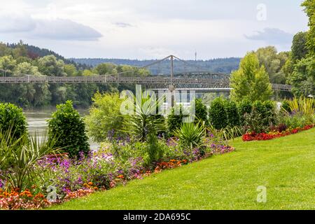 idyllic park scenery around Passau in Bavaria at summer time Stock Photo
