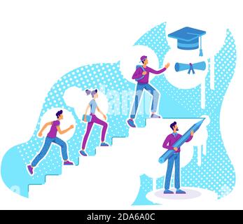 Students teaching flat concept vector illustration Stock Vector