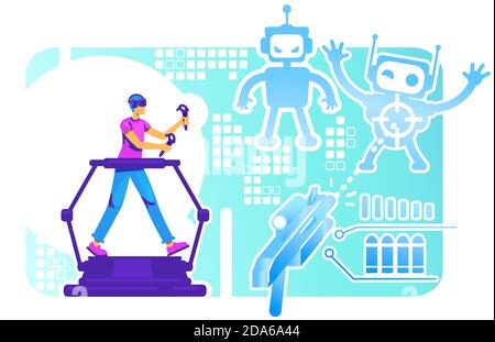 VR gaming experience 2D vector web banner, poster Stock Vector