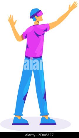 Man in VR glasses flat color vector faceless character Stock Vector