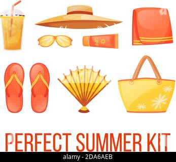Beach essentials social media post mockup Stock Vector