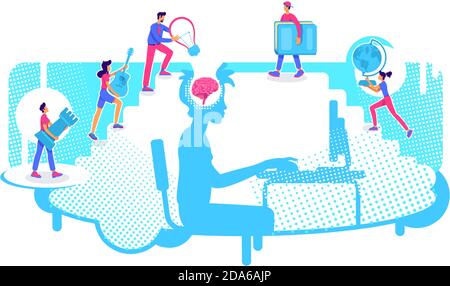 Online university learning flat concept vector illustration Stock Vector