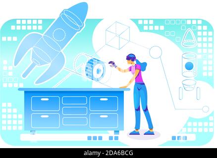 VR engineering program 2D vector web banner, poster Stock Vector