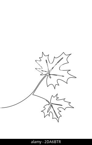 Black Line Maple Leaf with Little Stem. Vector Icon. Isolated on White.  Autumn Single Leaf Silhouette Stock Vector - Illustration of canada,  national: 229661205