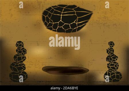 Dreamy grunge decorative zen concept street wall texture background vector art design with patterned stones easy color change Stock Vector