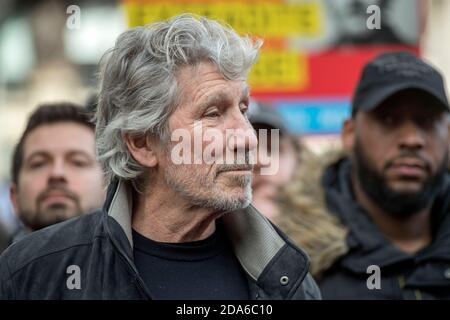 Roger Waters, the English musician and singer/songwriter pictured in central London in Feb 2020. Stock Photo