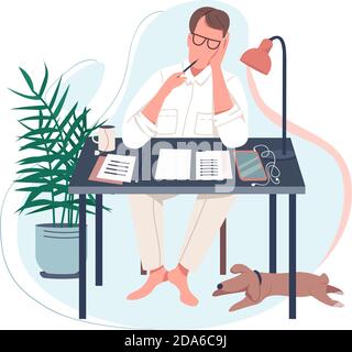 Freelance writer flat color vector faceless character Stock Vector