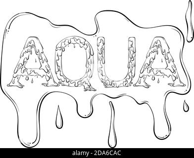 Lettering dripping word Slime. Vector illustration isolated on white  background. Design for coloring book page in hand drawn style. Words for  print, banners, posters, books. Stock Vector